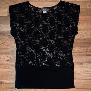 Vintage DOTS Sheer Lace Short Sleeve Tee Size M
